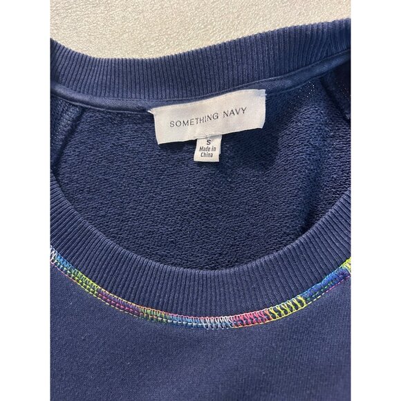 Something Navy Maxi Ruffle Sweatshirt Dress Small - Picture 6 of 7